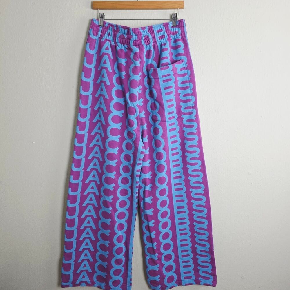 Marc Jacobs Monogram Logo Wide Leg Sweatpant Purple Blue High Waisted Medium NWT - Picture 10 of 11